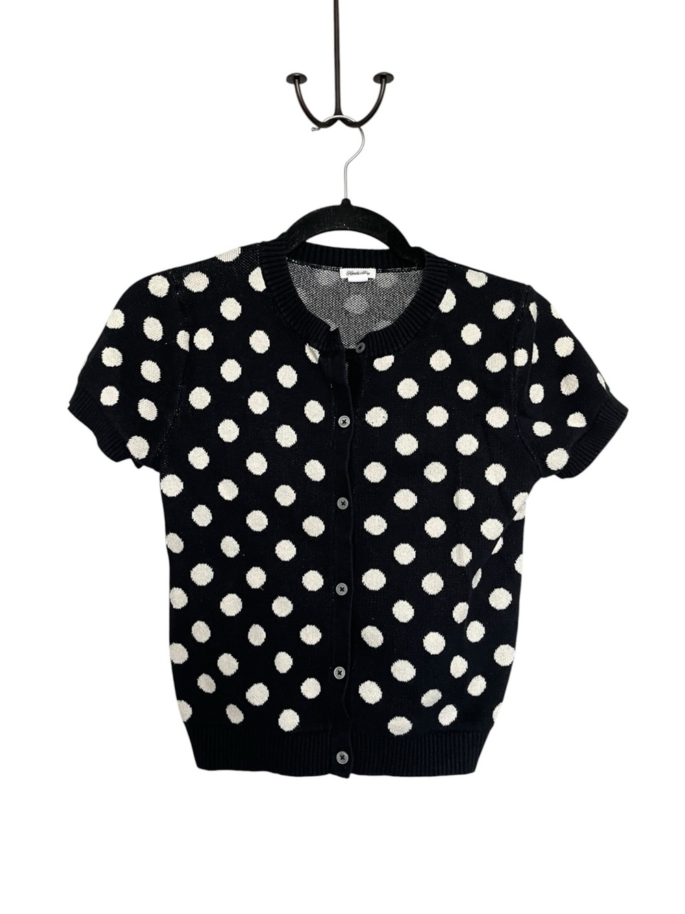 Kimchi Blue Black Short-Sleeve Polka Dot Cardigan